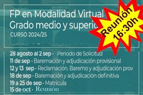 CICLOS FORMATIVOS MODALIDAD VIRTUAL: MATRICULACIÓN Y REUNIÓN INICIAL.